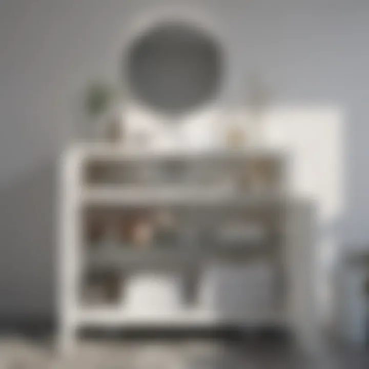 Modern White Freestanding Bathroom Cabinet with Open Shelving