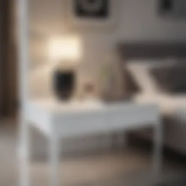 Modern white table with innovative storage solutions and integrated lighting