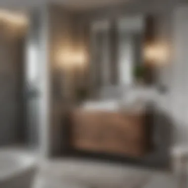Contemporary Design with Functionality Modern wooden cabinet with glass doors in bathroom
