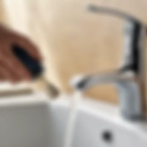 Faucet Handle Removal Illustration showing a faucet handle being removed