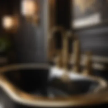 Luxurious Moen Black Bathtub Faucet with Gold Accents