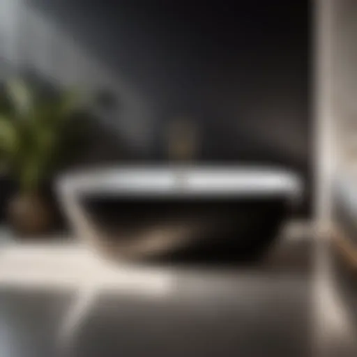 Sophisticated Minimalism in Bathroom Design Elegant Moen Black Bathtub Faucet in Minimalist Bathroom Setting