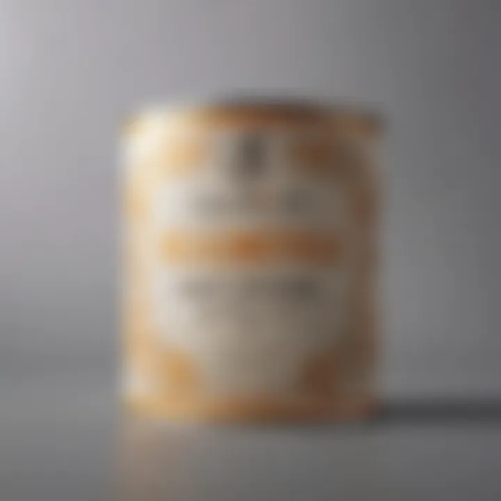 Close-up of moisture-resistant paint can with label details