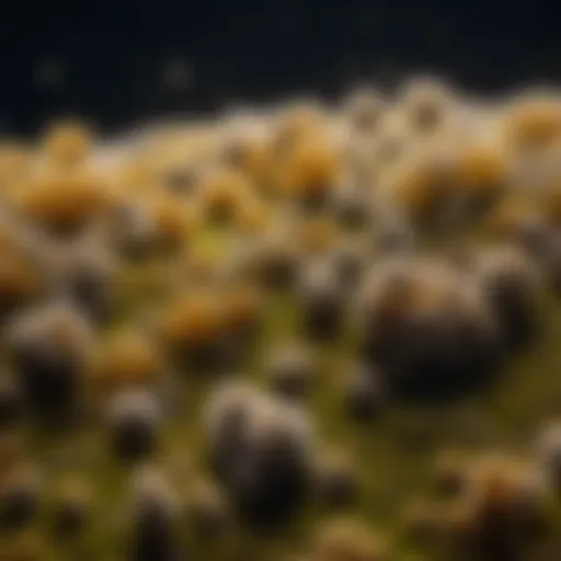 Mold spores under a microscope