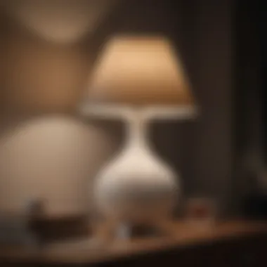 Mood lighting created by a white lamp in a dark setting