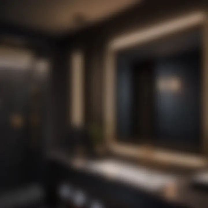 Moody Charcoal Grey Bathroom with Statement Lighting