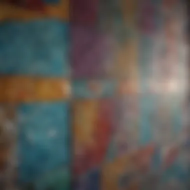 Close-up of vibrant mosaic tiles in a bathroom setting