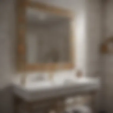Luxurious Bathroom with Mosaic Tile Trim Details Luxurious bathroom with mosaic tile trim details