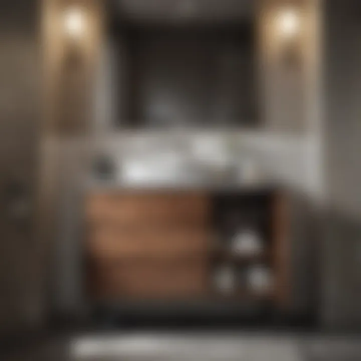 Elegant narrow bath cabinet showcasing modern design