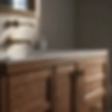 Close-up of materials used in narrow bath cabinet construction