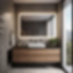 Minimalist modern narrow depth bathroom vanity