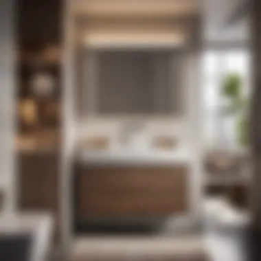 Space-saving narrow depth vanity with integrated storage