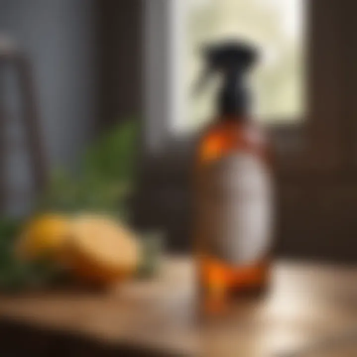 Natural ingredients used in room sprays displayed on a wooden surface