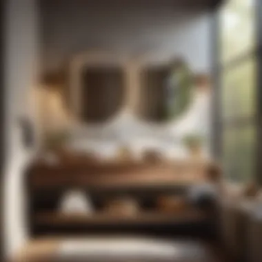 Enhanced by Natural Illumination Natural light highlighting rustic wood vanity features