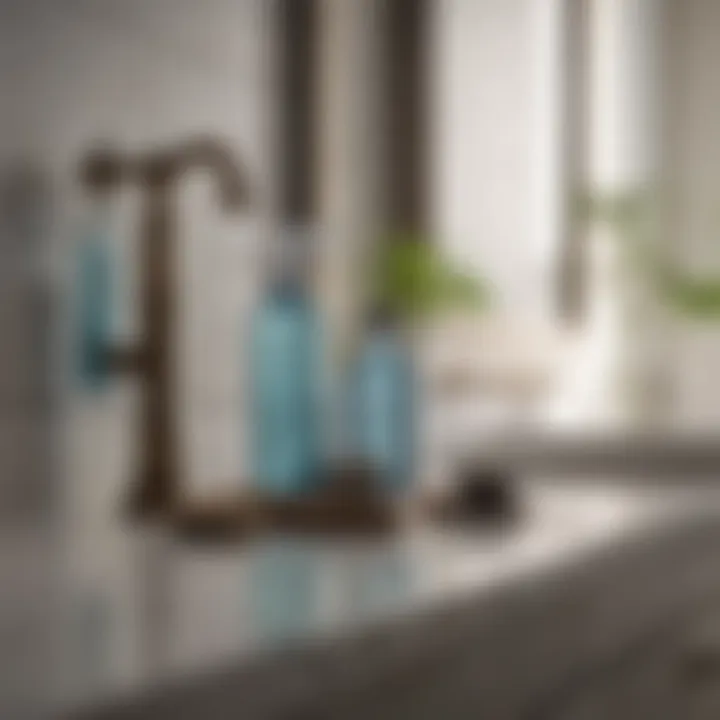 Natural cleaning tools on a bathroom counter