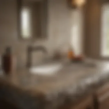 Natural stone countertop in rustic bathroom ambiance