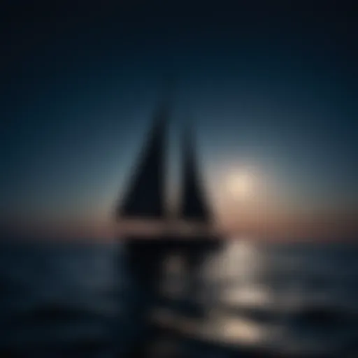 Sailboat Silhouette in Moonlit Ocean
