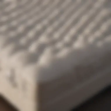 Close-up of mattress materials and features