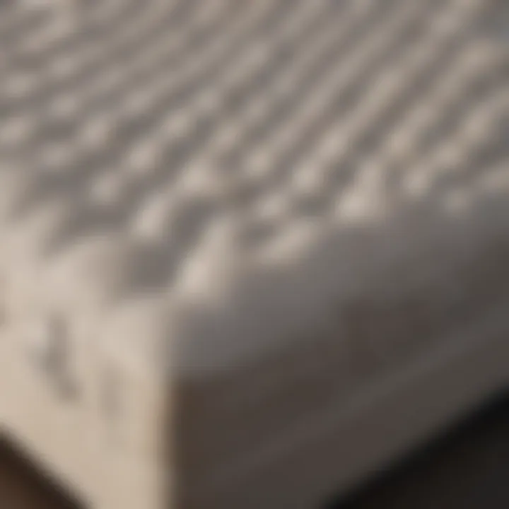Close-up of mattress materials and features