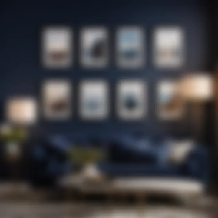 Artistic Navy Accent Wall with Gallery Frames