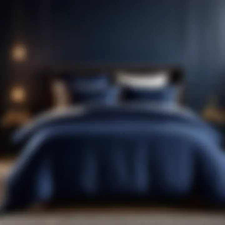 Minimalist Navy Blue Bedding Ensemble