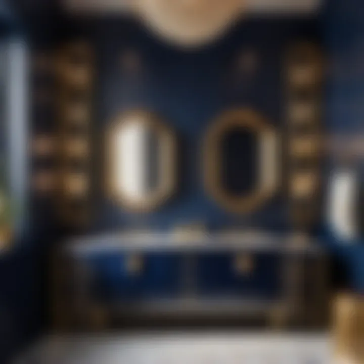 Navy Blue Vanity with Gold Accents