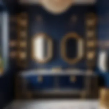 Luxurious Touch: Navy Bath Vanity Navy Blue Vanity with Gold Accents