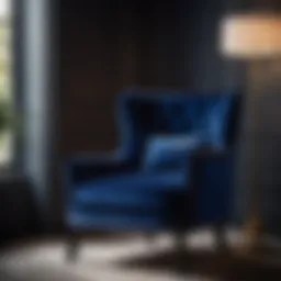 Elegant Navy Blue Velvet Accent Chair
