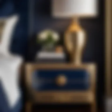 Chic Navy and Gold Nightstand Decor