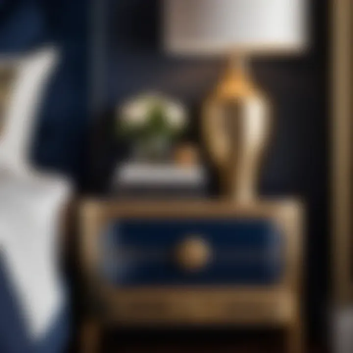 Chic Navy and Gold Nightstand Decor