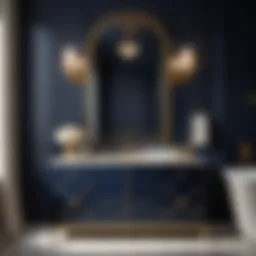 Navy Vanity with Gold Accents