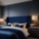 Elegant Navy Velvet Headboard in Bedroom