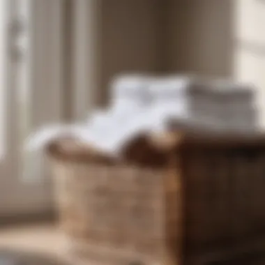 Stack of neatly folded towels in a laundry basket