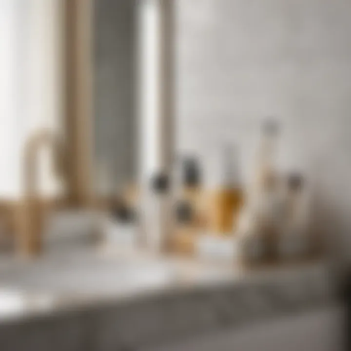 Marble bathroom organizer neatly organizing toiletries in a stylish bathroom