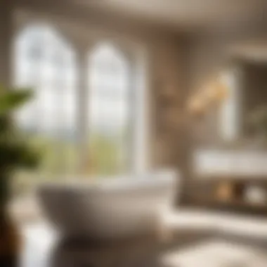 Chic Freestanding Tub Feature Elegant freestanding tub in a spacious master bathroom