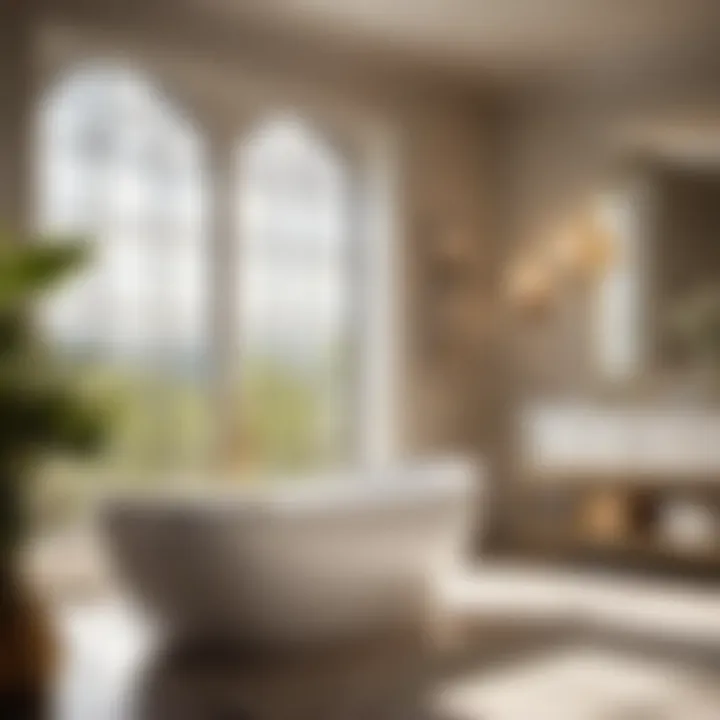 Chic Freestanding Tub Feature Elegant freestanding tub in a spacious master bathroom