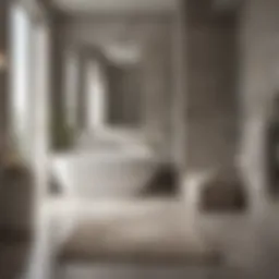 Elegant neutral bath rug in a modern bathroom