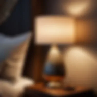 Elegant night lamp casting soft glow in a modern bedroom