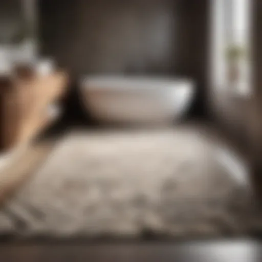 Abstract Geometric Elegance Abstract geometric bathroom rug in muted tones