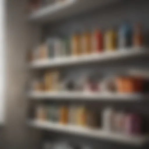 Neatly organized cleaning products on a shelf