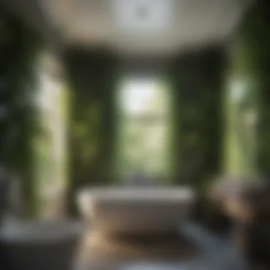 Lush greenery in a bathroom setting