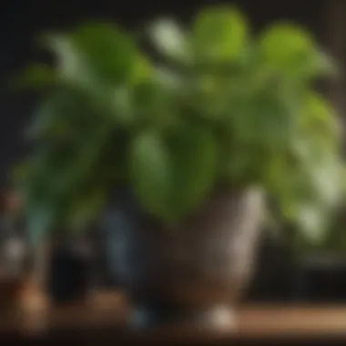 Close-up of a thriving pothos plant