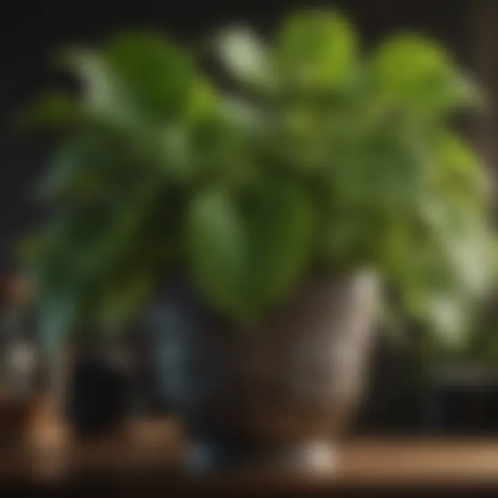 Close-up of a thriving pothos plant