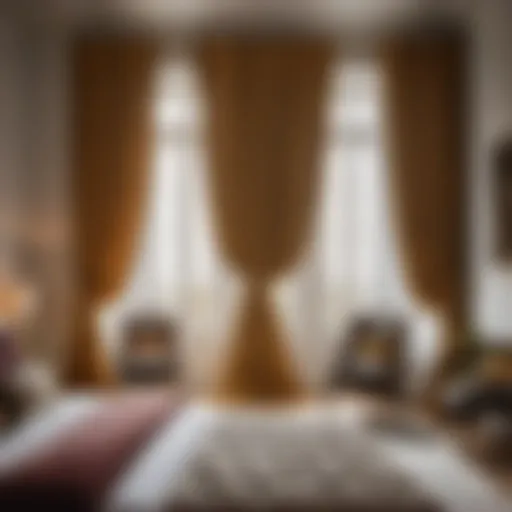 Elegant drapes on large bedroom window