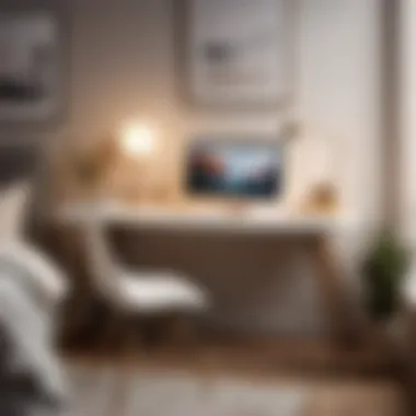 Streamlined Elegance: A Minimalist Desk Design Sleek minimalist desk in a modern bedroom