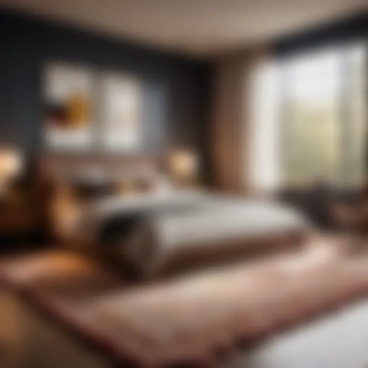 Oversized rug creating a cozy atmosphere