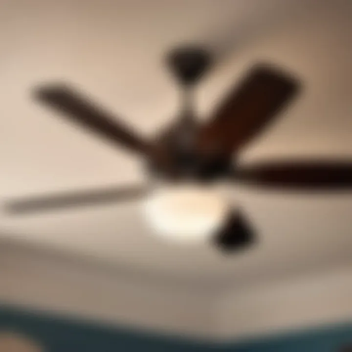 Ceiling fan in a well-ventilated bedroom for cooling effect