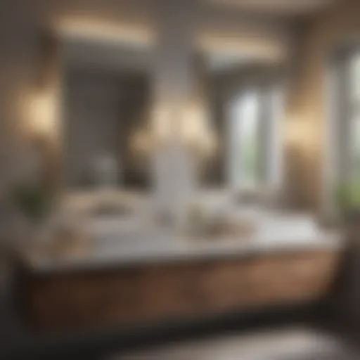 Modern bathroom layout with dual sink vanity