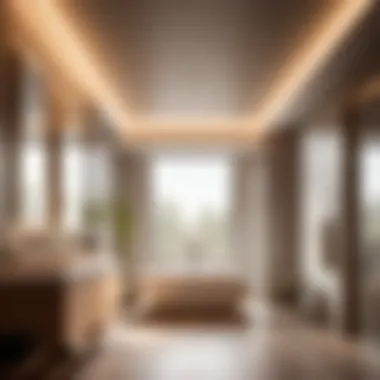 Warm LED Strip Lights Along Bathroom Ceiling