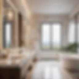 Luxurious bathroom with marble accents